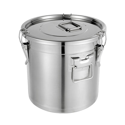 Airtight Food Storage Container 33L Large Capacity, 304 Stainless Steel Bucket with Locking Lid for Rice, Flour, Cereals