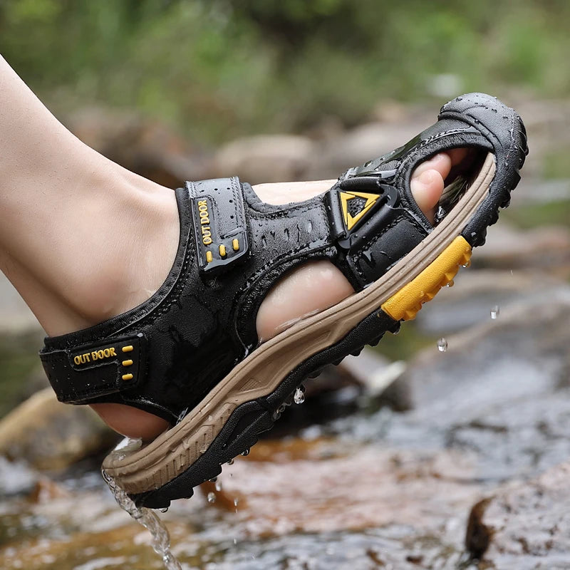 Hot Sale Summer Beach Men's Sandals Handmade Genuine Leather Sandals Outdoor Non-slip Wading Shoes Comfortable Men Casual Shoes