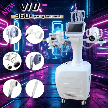 V10 Velashape Six-Handle Body Shaping Machine 40K Radio Frequency Fat Reduction, Body Sculpting and Skin Tightening Device