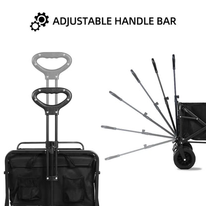 Heavy Duty Outdoor Folding Wagon Cart Large Capacity Collapsible Utility Trolley Portable for Garden Beach Camping