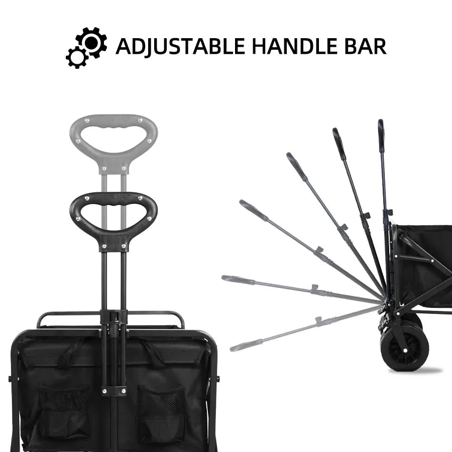 Heavy Duty Outdoor Folding Wagon Cart Large Capacity Collapsible Utility Trolley Portable for Garden Beach Camping