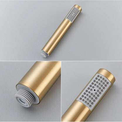 Brushed Gold Handheld Shower Bathroom Shower Faucet Hot & Cold Water Tap Brass Shower Holder 1.5M Hose Brass Shower Valve