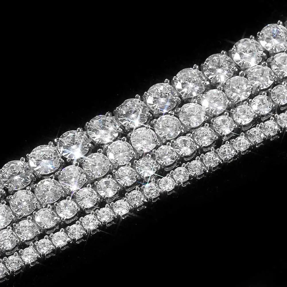 3mm 4mm 5mm 1 Row Tennis Chain Bling Zircon Copper Material Necklace Hip Hop Man and Women Iced Out Jewelry Free Engrave Name