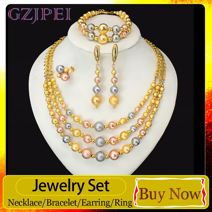 Gzjpei Three-Tone Bead Jewellery Set — product image