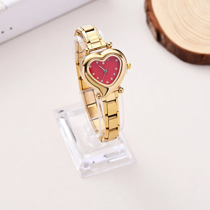 Heart Shape Dial Quartz Watch Stainless Steel Bracelet Wristwatch Cute Mini Love Heart Ladies Dress Watch Fashion Jewelry Gift