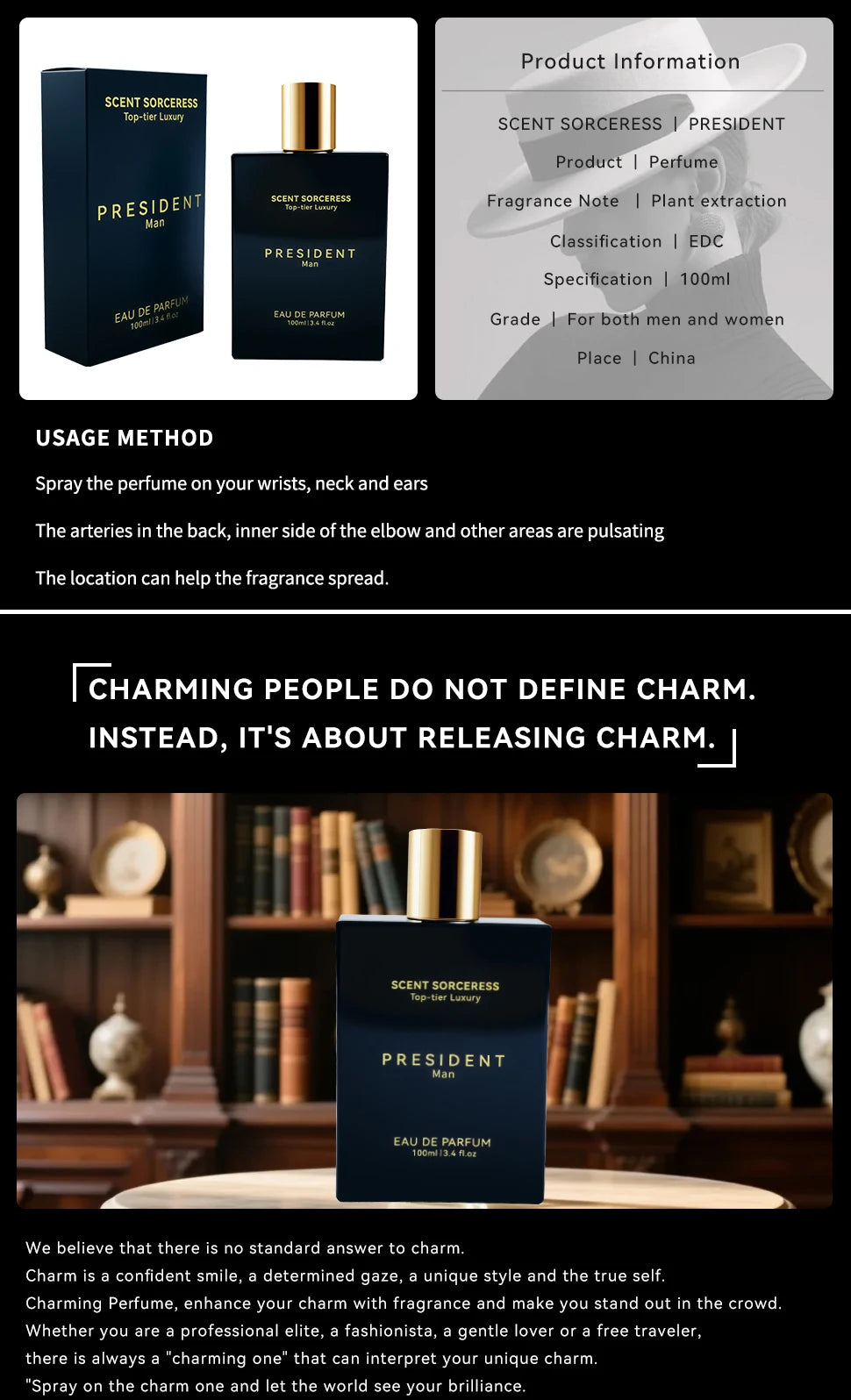 America Valentine's Day Gift Man 100ml Fragrance President  Perfume New Gift Perfumes Long-Lasting Eau De Parfum Women's