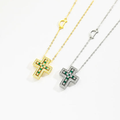 ANDYWEN 925 Sterling Silve Big Double Cross Pendant Long Chain Neckalce 2021 Korea Women High Quality D Twist Chain Jewelry Gift