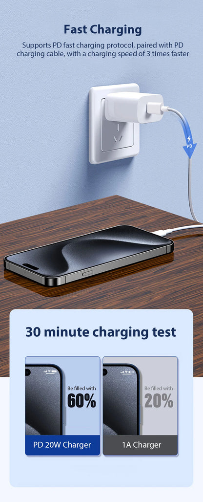 30W PD Fast Charger For iPhone 12 13 14 15 16 17 Pro Max Plus USB C To Lightning Quick Charging Cable Type C To C Power Adapter