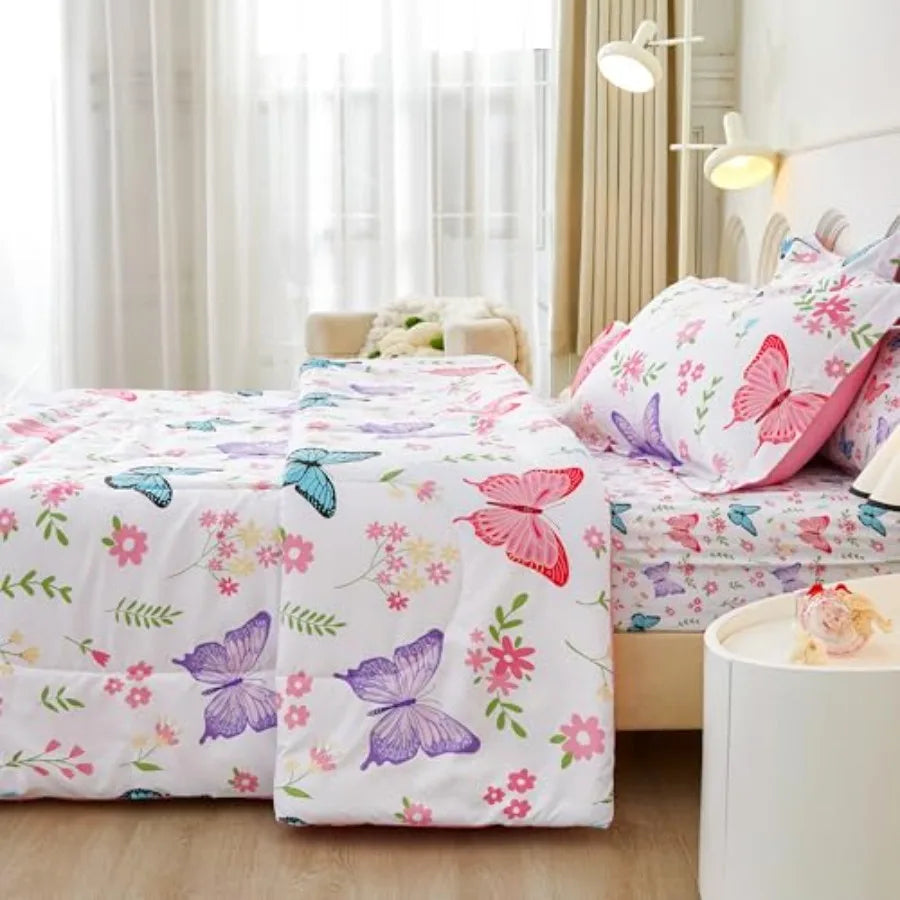 Size Comforter Sets for Girls 6 Pieces Bed in a Bag Bedding Comforter Sheet Set with Shams Decorative Toy Pillow Ultral Soft Mi