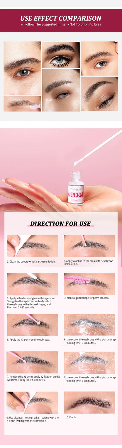 New DIY Brow Perm Eyebrow Lift 45-60 Days ICONSIGN Professional Brow Lifting Brow Perming Set Brow Beauty Makeup Tool Home Use