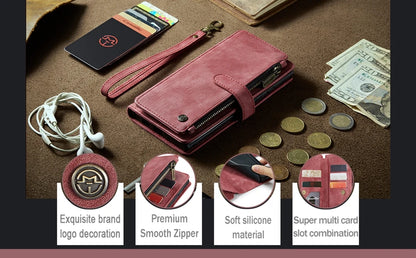 Leather Zipper Wallet Case For Samsung Galaxy A14 A15 A16 A17 A24 A25 A33 A34 A35 A36 A53 A54 A55 A56 A71 A72 4G 5G Phone Cover