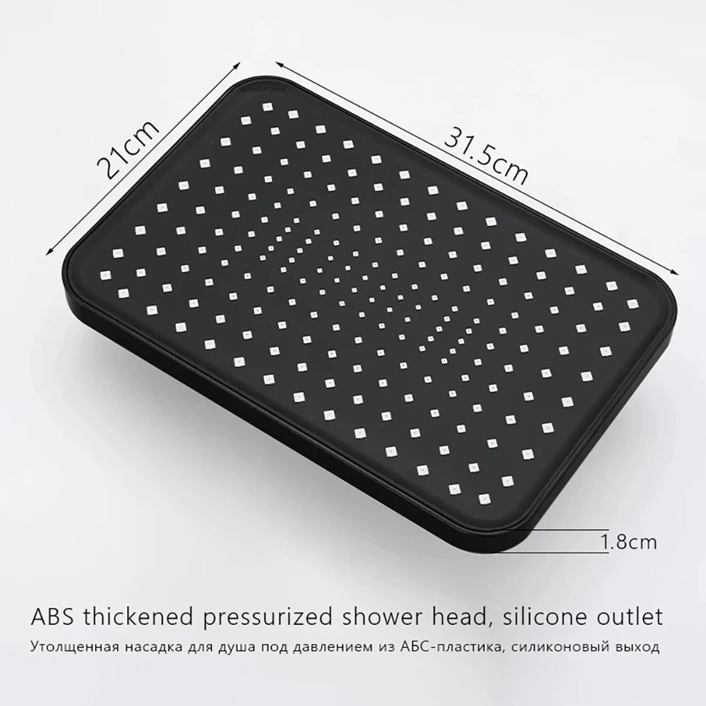 Black Shower Column Set Bathroom Accessories 3 Way Water Diverter Valve Bathtub Mixer Showers Faucet Pressurization Shower Head