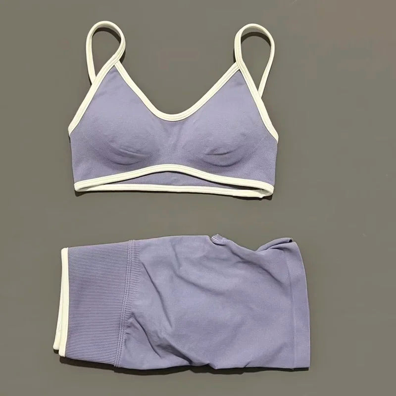 2Pcs HISTELLO Ignite Sculpt Sports Set Naked Feel Tummy Control Cross Bra Scrunch Hip Lifting Yoga Pilates Running Fitness Sets