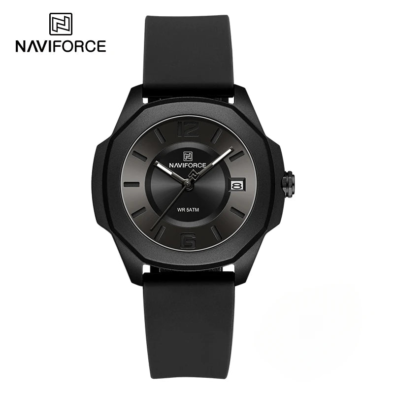 NAVIFORCE NF7107 Watch for Women Silicone Strap Classic Fashion 5ATM Waterproof Ladies Elegant Watch