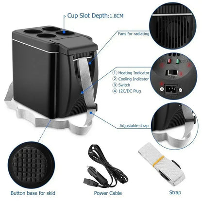 6L Portable Compact Mini Fridge 12V Car Refrigerator Freezer for Camping Traveling Electric Cool Box Summer Outdoor Fridge Amagi