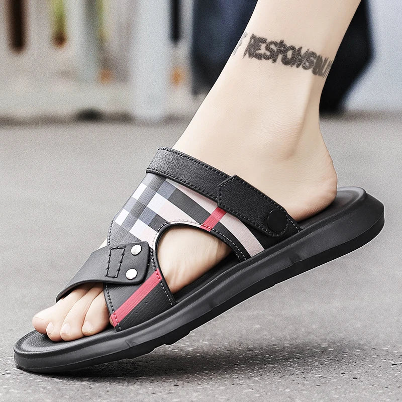 Sandals Men's 2025 New Summer Casual Beach Shoes Indoor and Outdoor Wear Two-Wear Lightweight One-Line Sandals