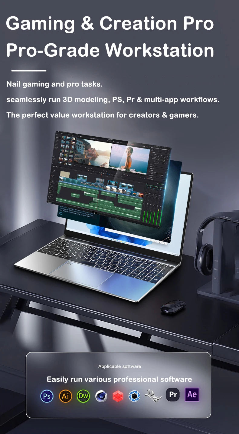 LENOU NEW 15.6" Laptop Intel Core i9-9900 32GB 2TB Windows 11 Gaming Computer PC Gamer office Ultra Slim Notebook 1920*1080 HD