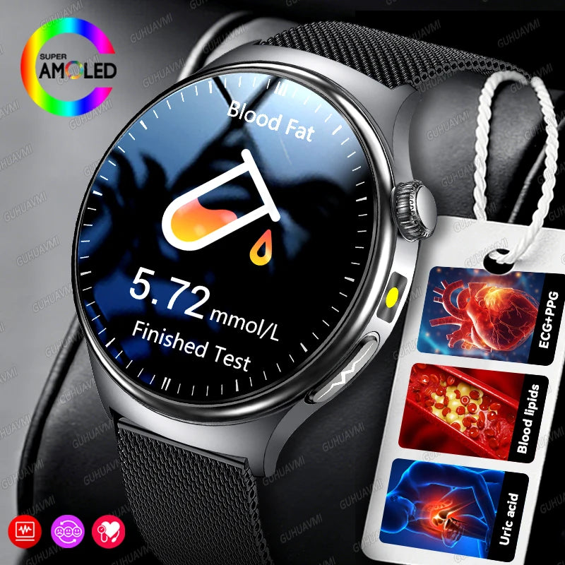 2026New High-end Health Smart Watch For Men Women Blood Lipids Uric Acid Blood Pressure Accurate Data ECG+PPG BT Call Smartwatch