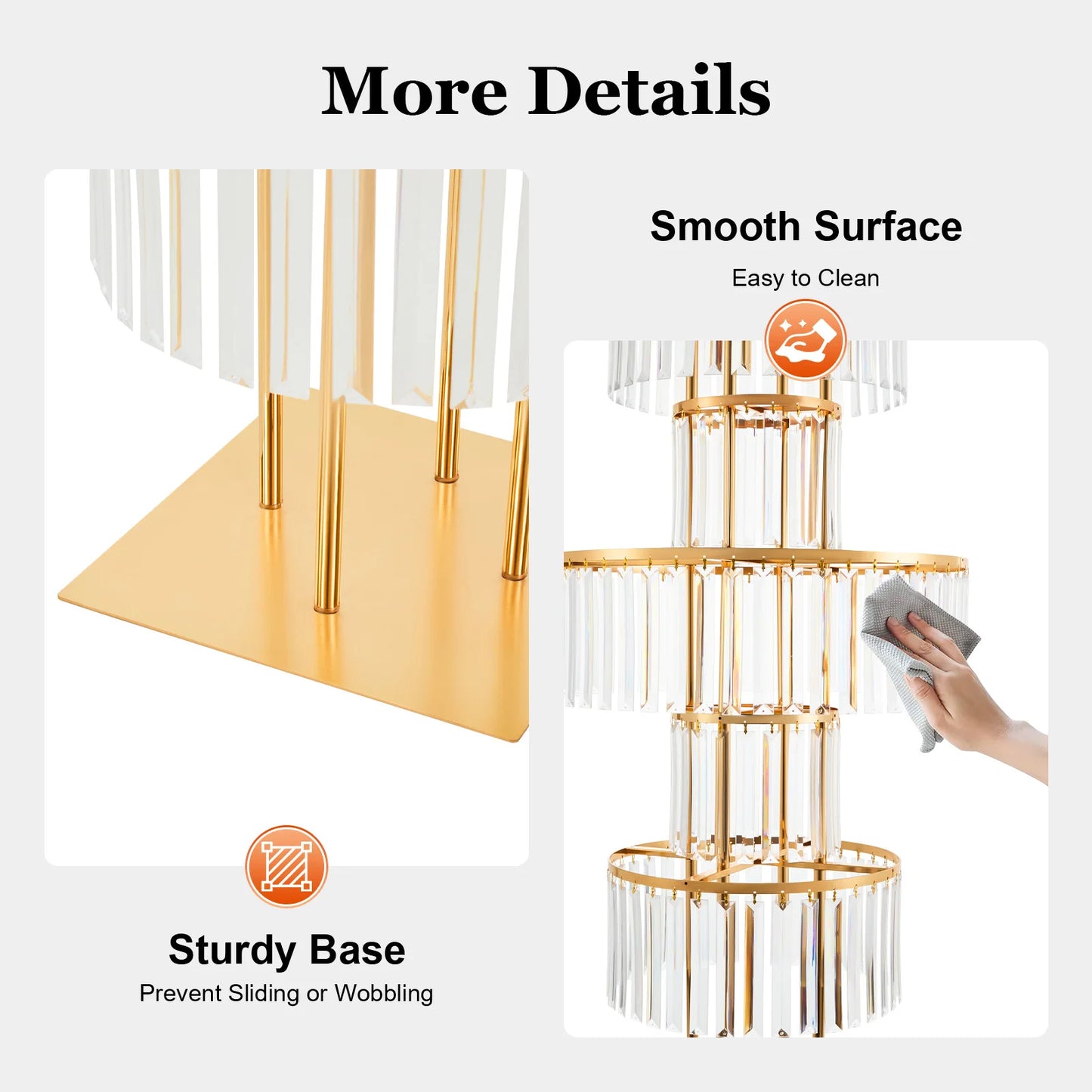 5 Tiers Wedding Centerpieces Flower Stand, 110cm Acrylic Crystal Flower Vase Rack Floor Table Decor Display Holder, Gold/Silver
