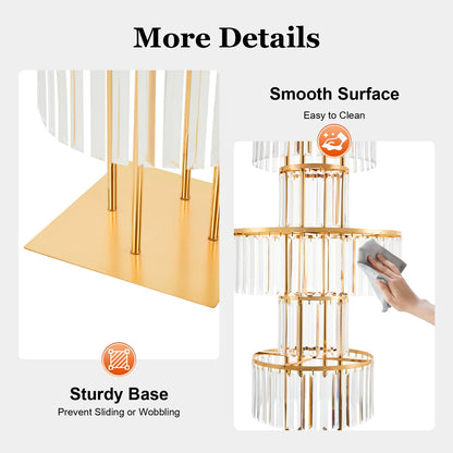 5 Tiers Wedding Centerpieces Flower Stand, 110cm Acrylic Crystal Flower Vase Rack Floor Table Decor Display Holder, Gold/Silver