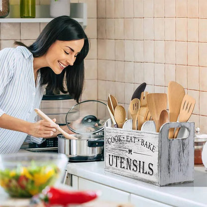 5pcs/Set Cutlery Rack Compartments Cutlery Box Wooden Cutlery Box Suitable For Kitchen Counters Cutlery Storage Box Fork Spoon