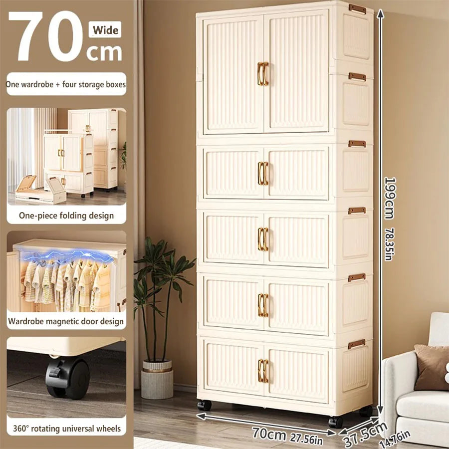Large Capacity Dustproof Wardrobe Sundries Cabinet Multifunction Folding Storage Cabinet Locker Closet Organizer