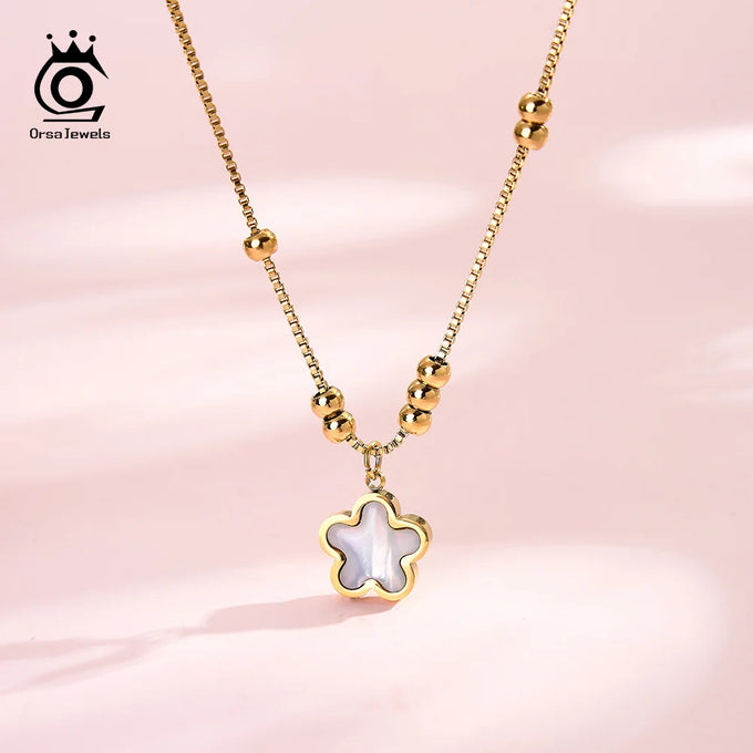 Shell Flower Pendant Necklace — product image