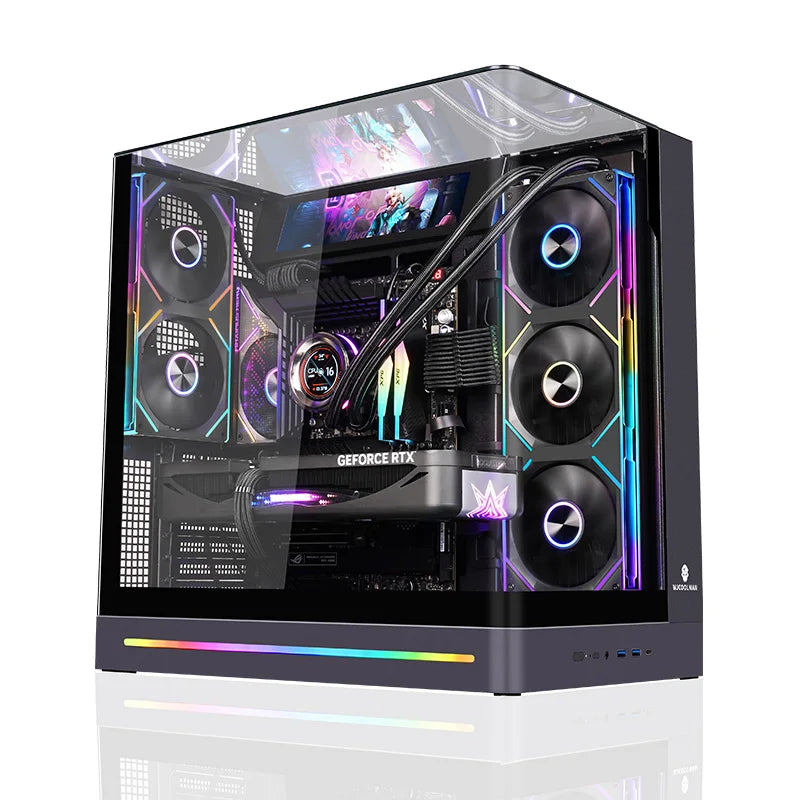 WJCOOLMAN AITO Plus ATX PC case 9.16-inch screen RGB light strip 360 water cooler Integrated curved glass computer case