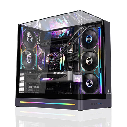 WJCOOLMAN AITO Plus ATX PC case 9.16-inch screen RGB light strip 360 water cooler Integrated curved glass computer case