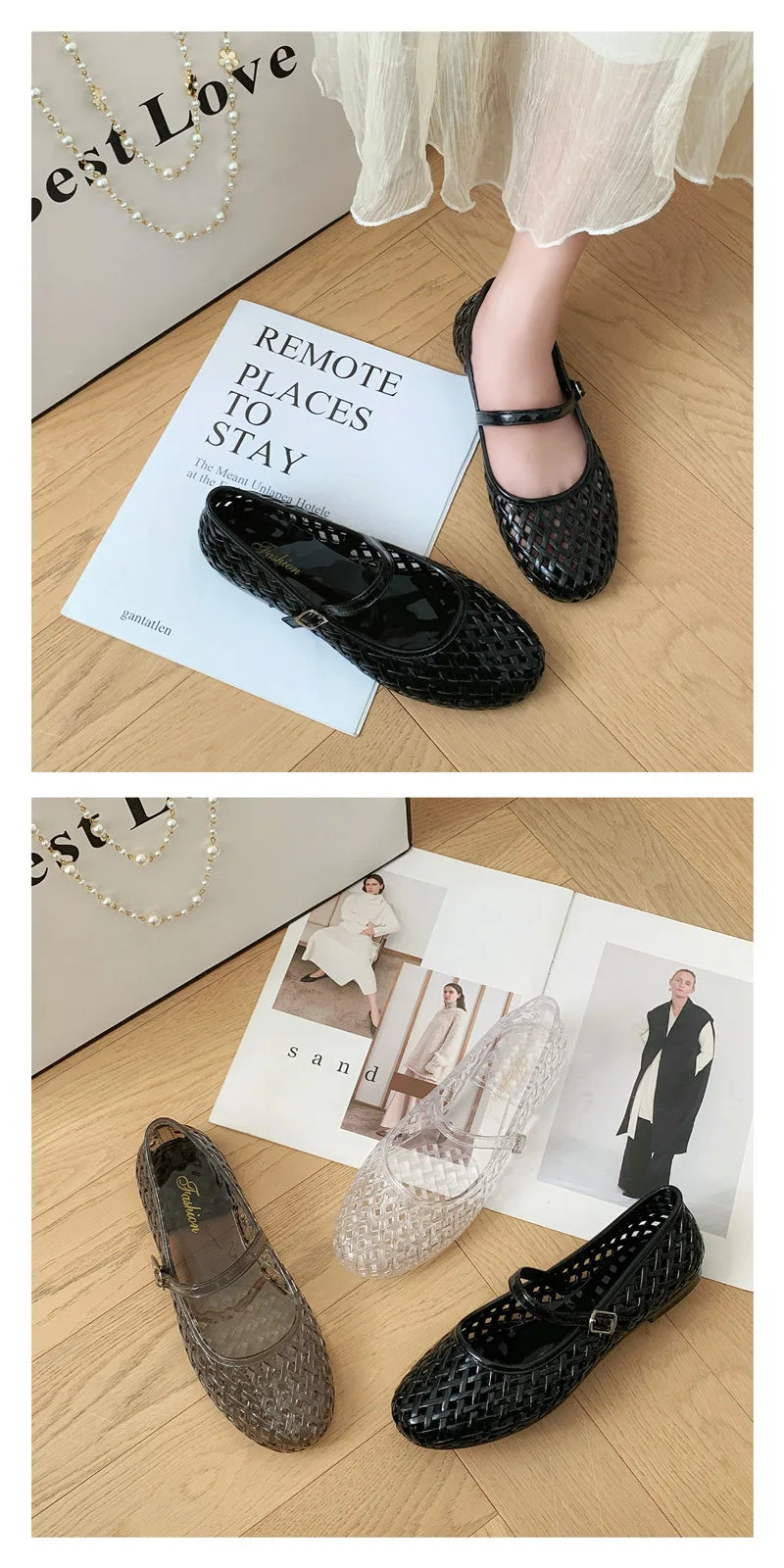 Transparent crystal women's shoes 2026 summer new jelly hollow soft sole fashionable versatile outer wear cool slippers women