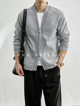 Men's Layered-Look Double-Zip Knit Cardigan — view 8