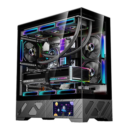 WJCOOLMAN Millennium ATX PC case secondary screen/digital display supports 360 water-cooled sea view room desktop computer case