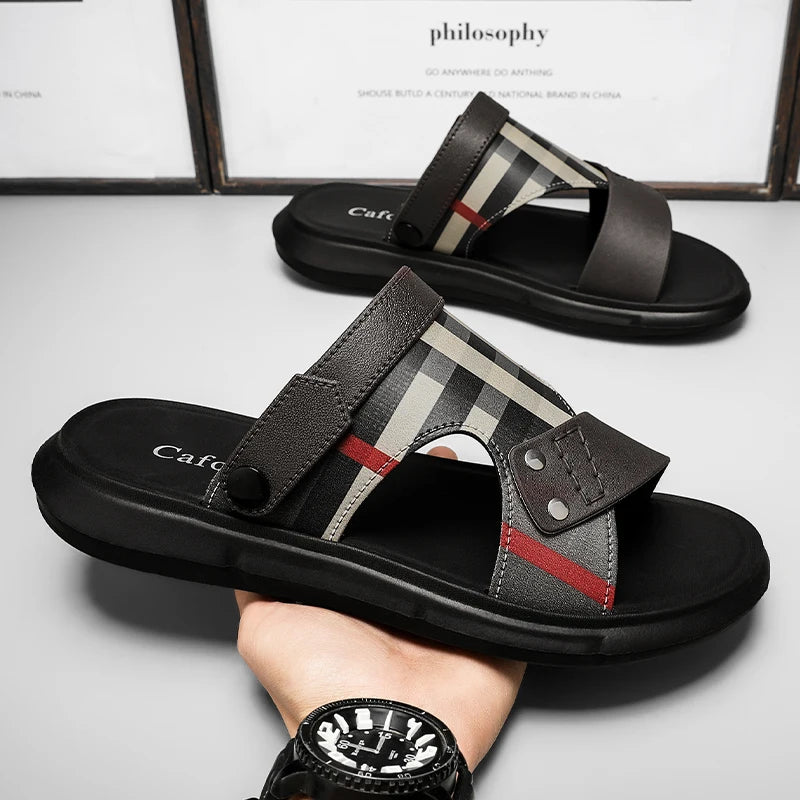 Sandals Men's 2025 New Summer Casual Beach Shoes Indoor and Outdoor Wear Two-Wear Lightweight One-Line Sandals