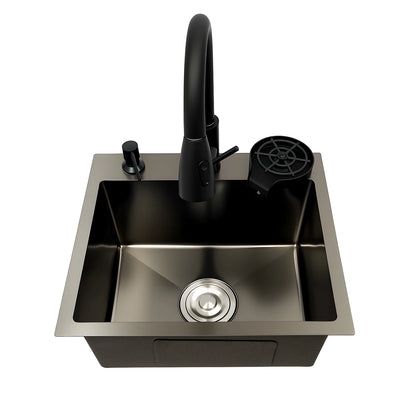 Multi-functional Kitchen Sink with Retractable Faucet, Soap Dispenser and Drip Basket Black Stainless Steel Sink 3 Specification