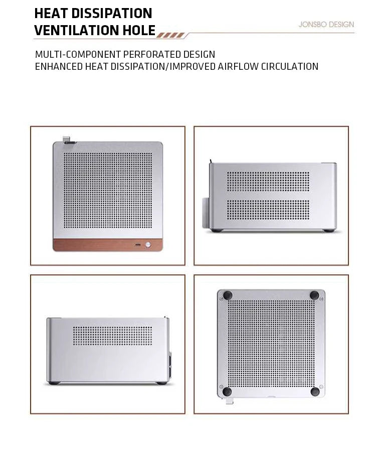 JONSBO NV10 Chassis ITX MINI Full Aluminum Mesh Breathable Support 1U FLEX Power Supply Standing or Lying Desktop Computer Case
