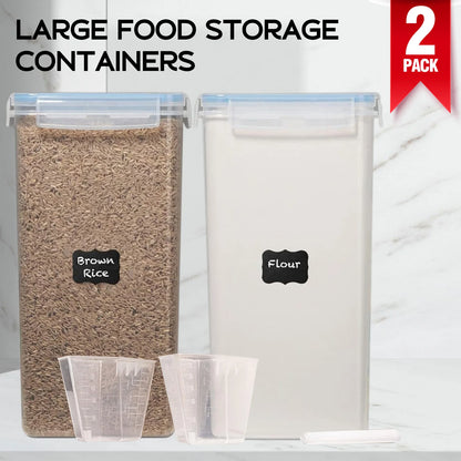 2Pcs Large Airtight Food Storage Containers Pantry 8.7L For Cereal Flour Sugar Pantry Organization