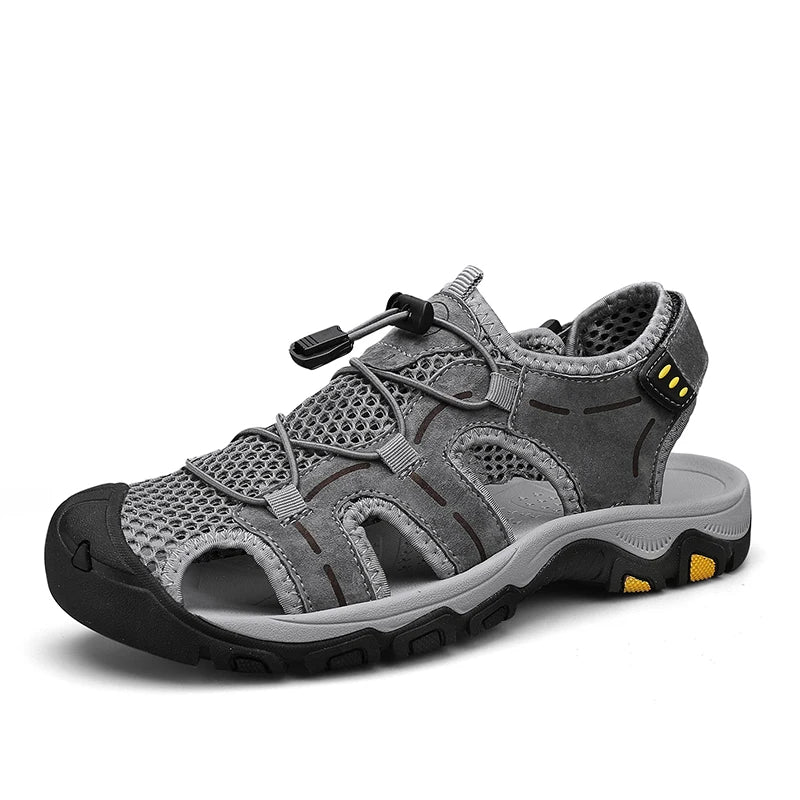 Genuine Leather Men's Sandals Summer Classic Outdoor Lightweight Walking Sneakers Hiking Men's Sandals Casual Beach Wading Shoes