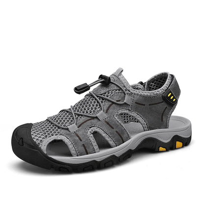 Genuine Leather Men's Sandals Summer Classic Outdoor Lightweight Walking Sneakers Hiking Men's Sandals Casual Beach Wading Shoes
