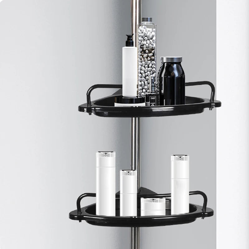 Adjustable Telescopic Shower Rack Stainless Steel Floor-to-Ceiling Bathroom Storage Rack, Rustproof & Space-Saving Organizer