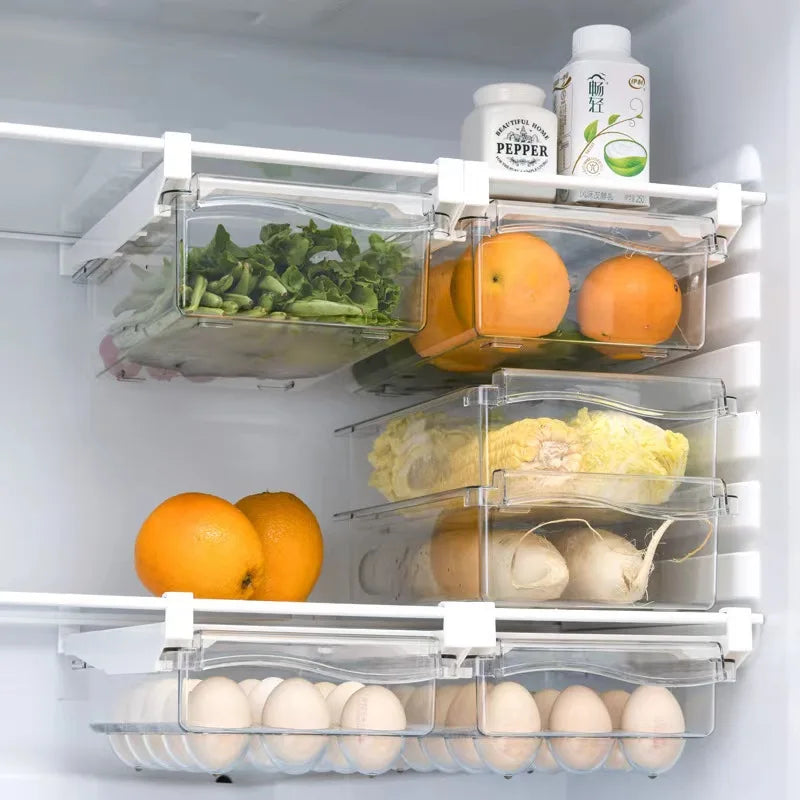 Transparent Refrigerator Drawer Under-shelf Storage Box Fruit Vegetable Egg Preservation Organizer Kitchen Container