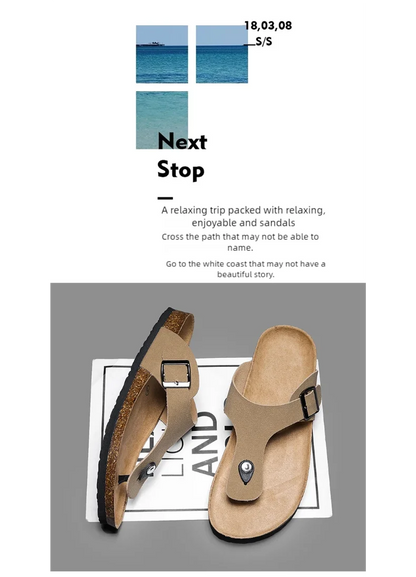 Men's frosted cork casual flip flops slippers comfortable refreshing summer outdoor beach shoes fashion youth breathable sandals