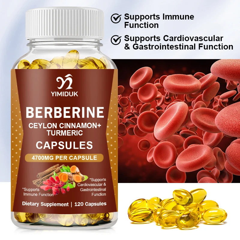Yimiduk Berberine Capsules, with Ceylon Cinnamon, for Weight Management Aid, Cardiovascular & Gastrointestinal & Brain Function