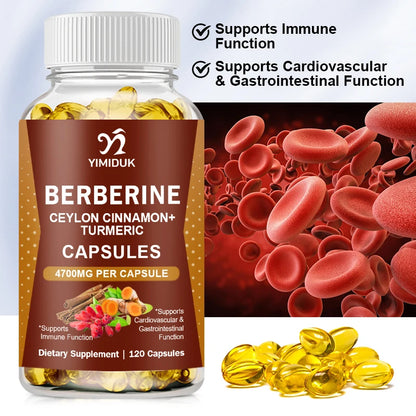 Yimiduk Berberine Capsules, with Ceylon Cinnamon, for Weight Management Aid, Cardiovascular & Gastrointestinal & Brain Function