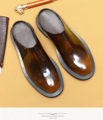 Luxury Men's Slippers Genuine Leather Loafers Men Moccasins Casual Non-slip Man Shoes Italian Summer Fashion Half Shoes for Men