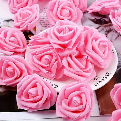100PCS Artificial Rose Flower Heads, Real Looking Foam Roses for DIY Wedding Baby Shower Centerpieces Party Home Decorations