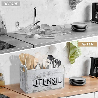 5pcs/Set Cutlery Rack Compartments Cutlery Box Wooden Cutlery Box Suitable For Kitchen Counters Cutlery Storage Box Fork Spoon