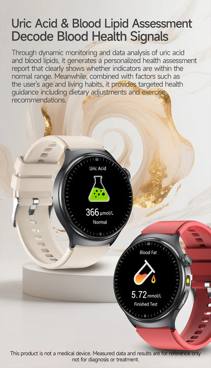 2026New High-end Health Smart Watch For Men Women Blood Lipids Uric Acid Blood Pressure Accurate Data ECG+PPG BT Call Smartwatch