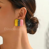 Color-Block Resin Stud Earrings — view 2