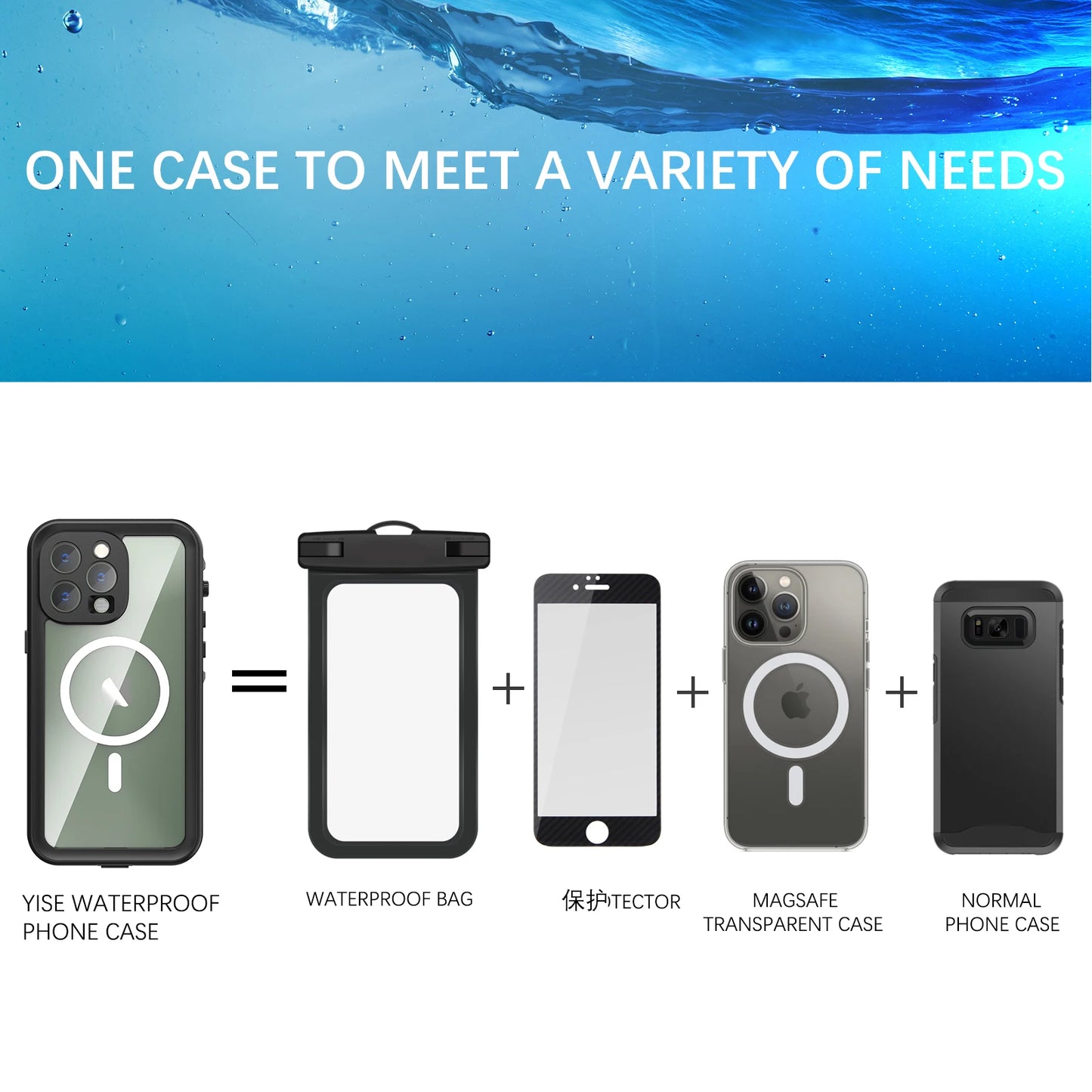 shellbox-hot sale magnetic shockproof dustproof IP68 professional waterproof phone case for iphone16promax/15/14/13