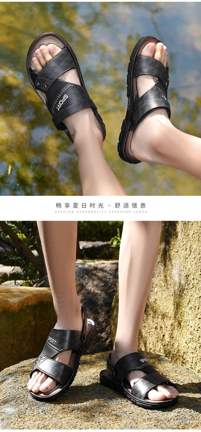 Fashion Sandals Men Summer Comfortable Adult Men's  Casual Slippers Beach Shoes For Men Non-slip Open-toe Sandals Male